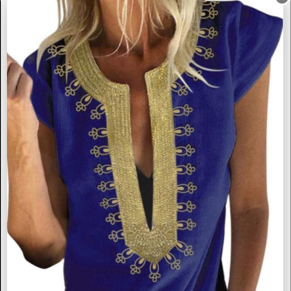 Blue short sleeve blouse
